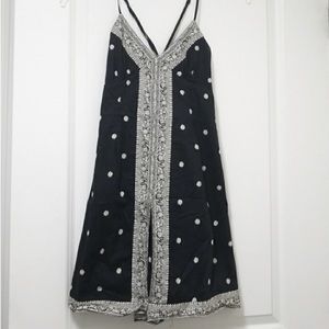 Gap black cream boho floral lined cotton slip dress!